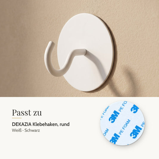 Ersatz-Klebepads passen zu den runden DEKAZIA Klebehaken: weißer runder Haken an der Wand