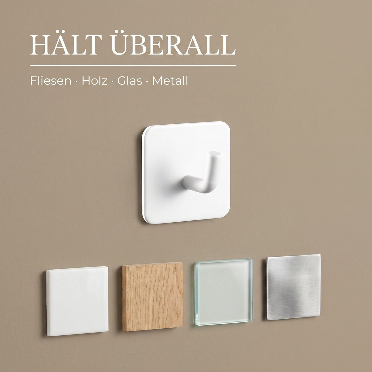 Klebehaken Set Edelstahl, eckig – Bild 5