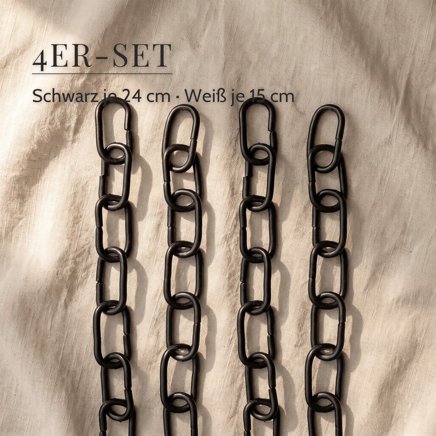 Gliederketten 4er Set – Schwarz je 24 cm, Weiß je 15 cm
