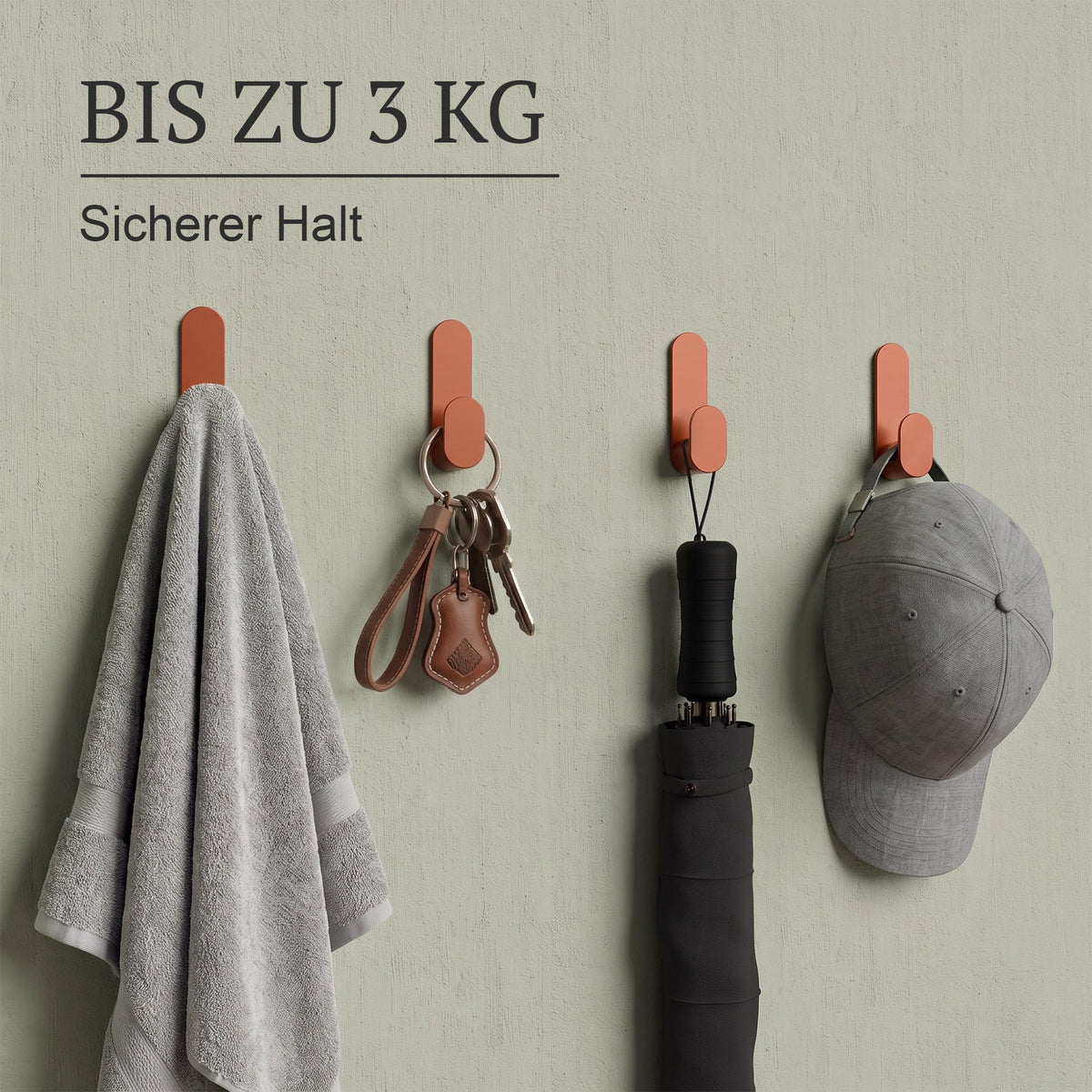 J-Hook Terracotta: bis zu 3 kg, sicherer Halt