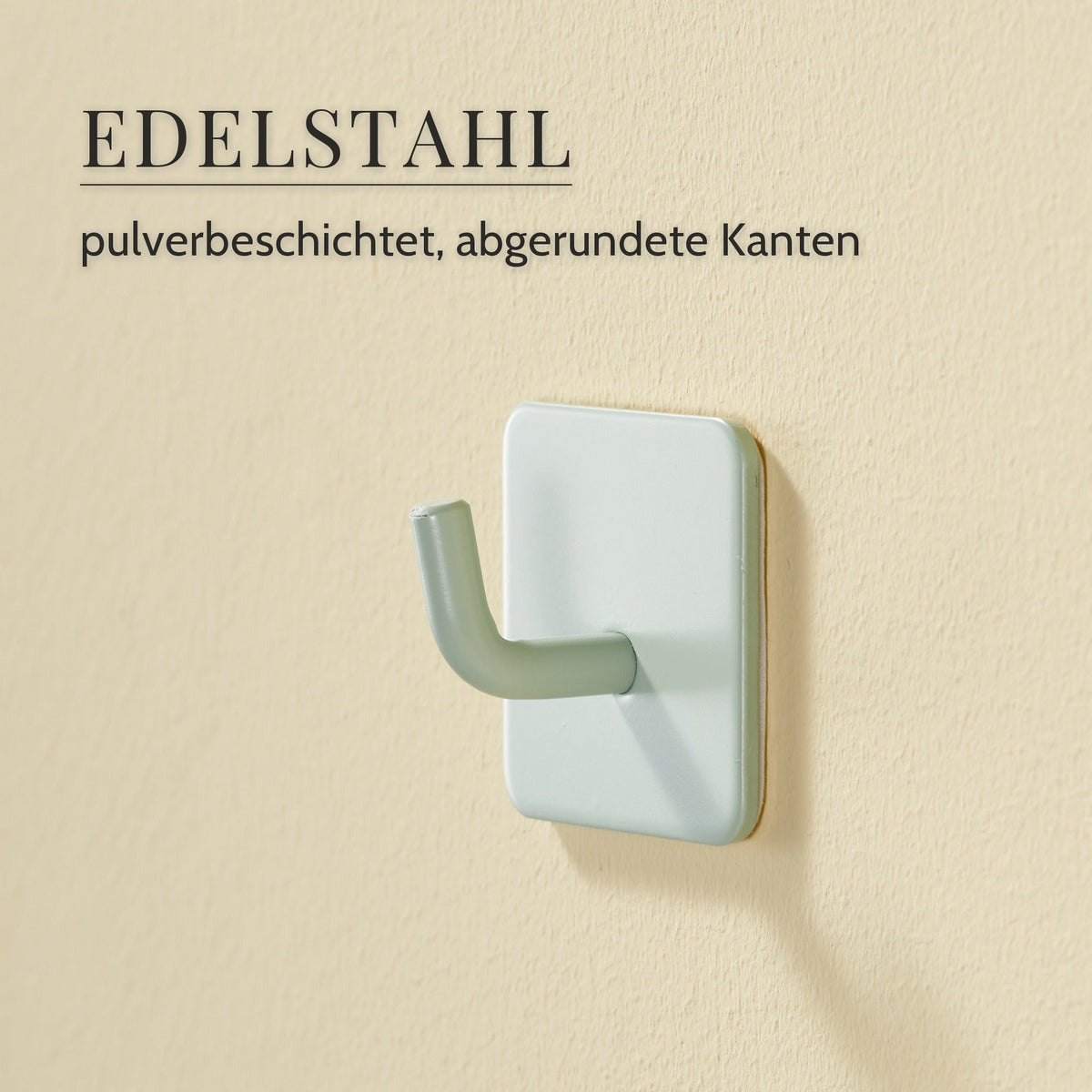Klebehaken Edelstahl bunt – Edelstahl, pulverbeschichtet, abgerundete Kanten