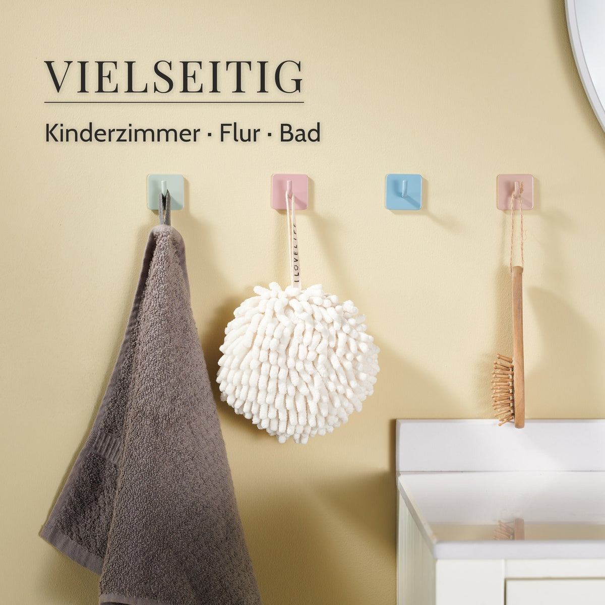 Klebehaken Edelstahl bunt – Vielseitig, Kinderzimmer · Flur · Bad