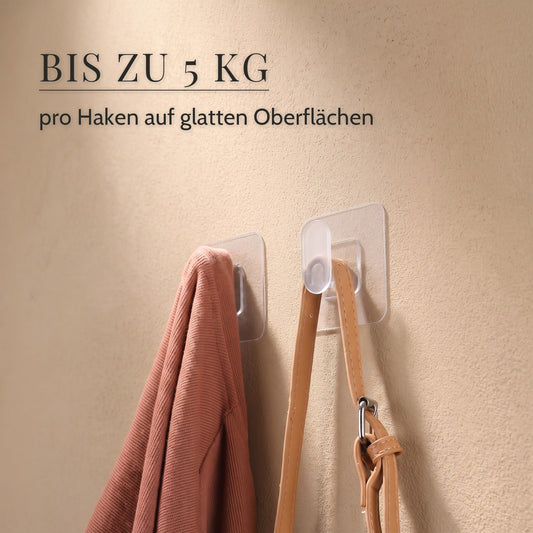 Klebehaken transparent – Bis zu 5 kg, pro Haken auf glatten Oberflächen