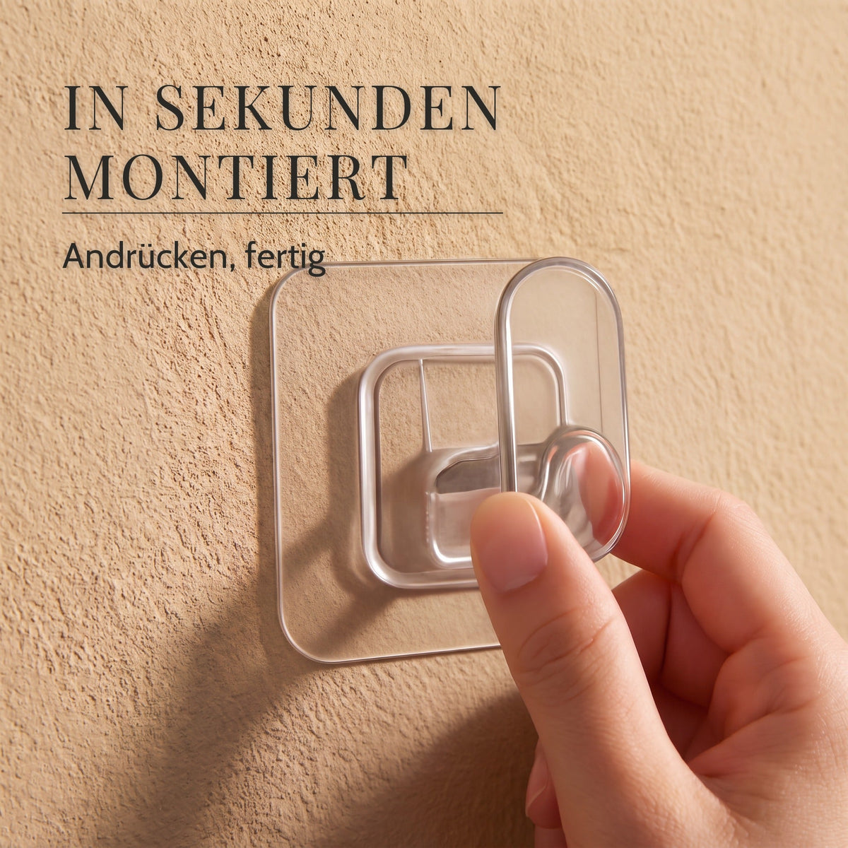 Klebehaken transparent – In Sekunden montiert, Andrücken, fertig