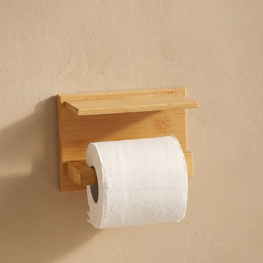 Toilettenpapierhalter mit Ablage aus Bambus