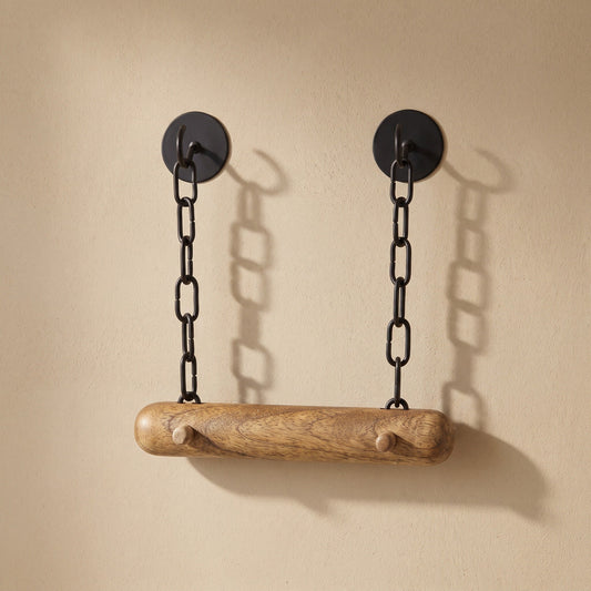 Toilettenpapierhalter aus Holz mit Ketten