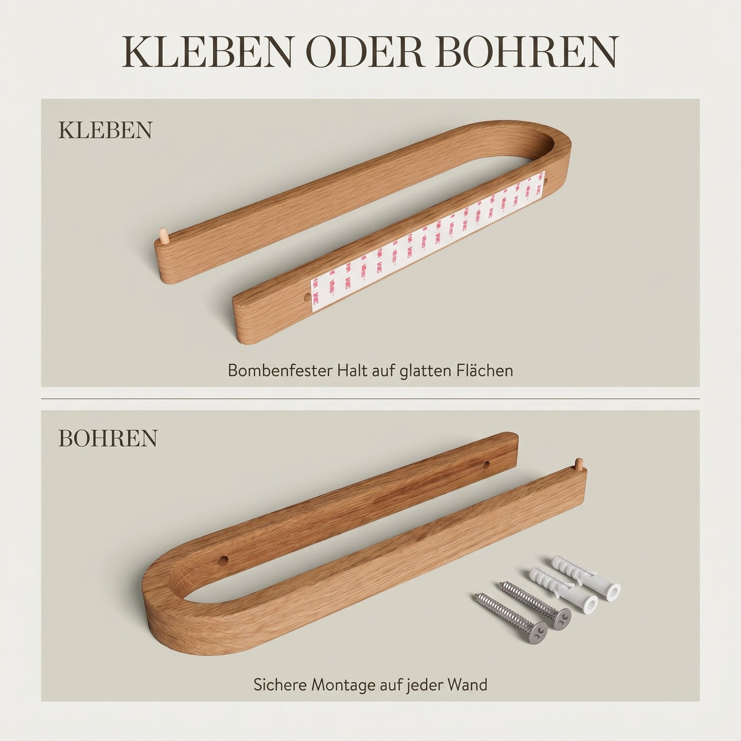 Handtuchhalter aus Eichenholz