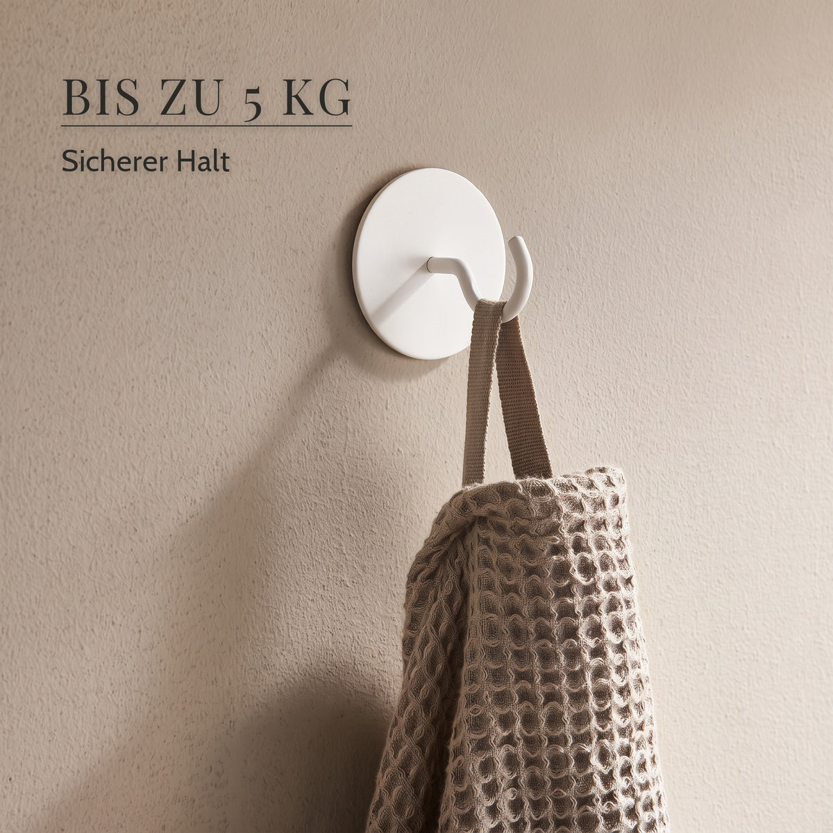 Runder Klebehaken trägt ein Handtuch – bis zu 5 kg