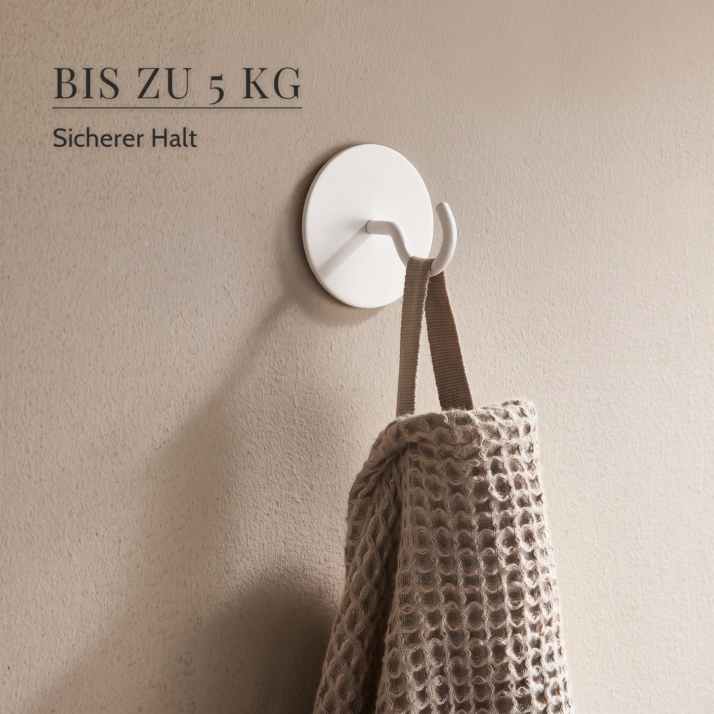 Runder Klebehaken trägt ein Handtuch – bis zu 5 kg