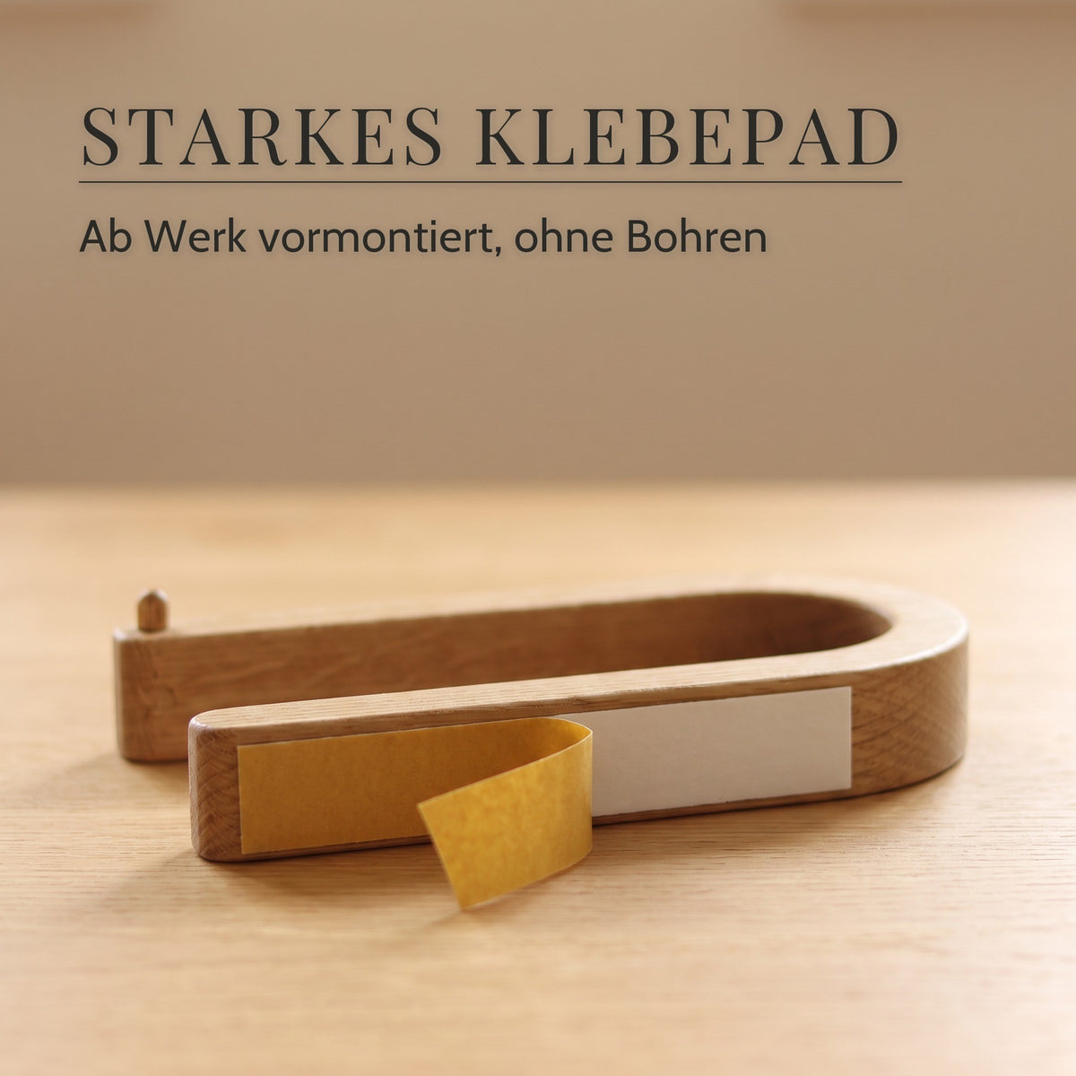 RÃ¼ckseite mit ab Werk vormontiertem Klebepad Â· Montage ohne Bohren