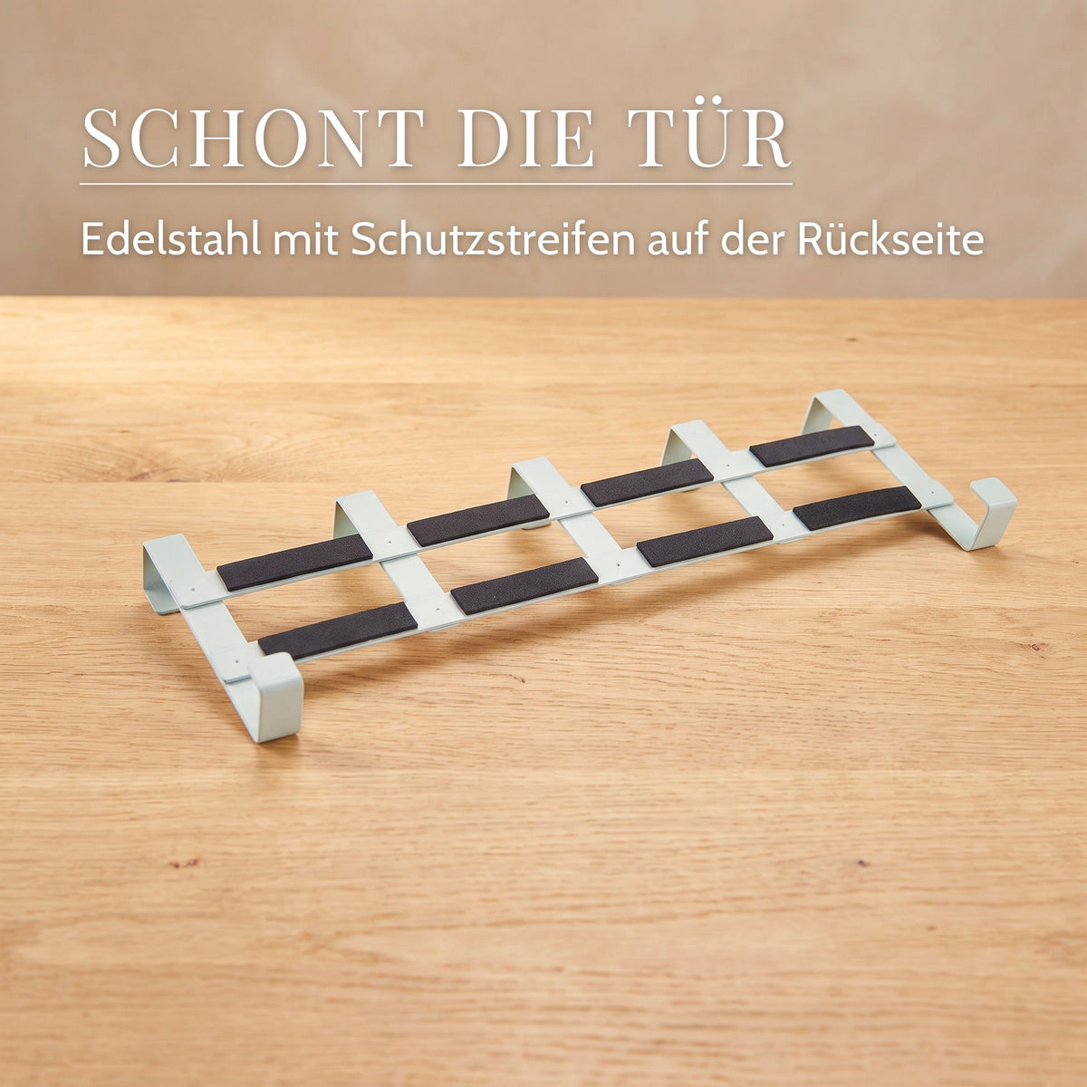 Türgarderobe zum Einhängen – Schont die tür: Edelstahl mit Schutzstreifen auf der Rückseite