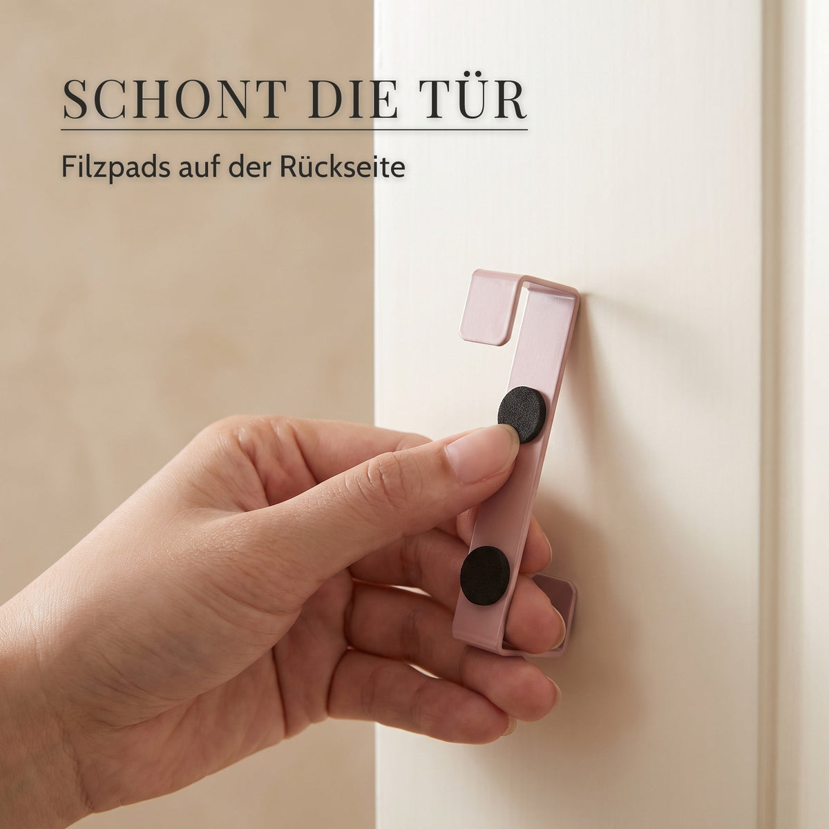 Türhaken aus Edelstahl – Schont die tür: Filzpads auf der Rückseite