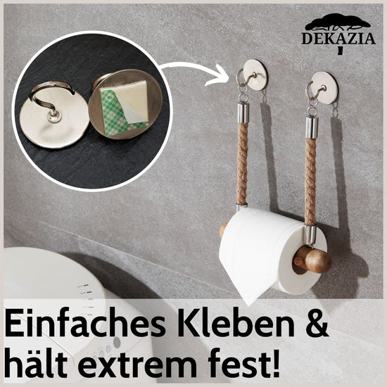 Portarotolo Carta Igienica In Legno Con Corda - Senza Foratura, Stile Vintage Per Bagno - Foto 9